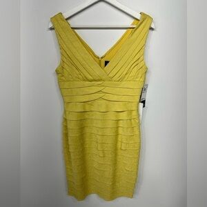 NWT Adrianna Papell midi yellow dress size 4